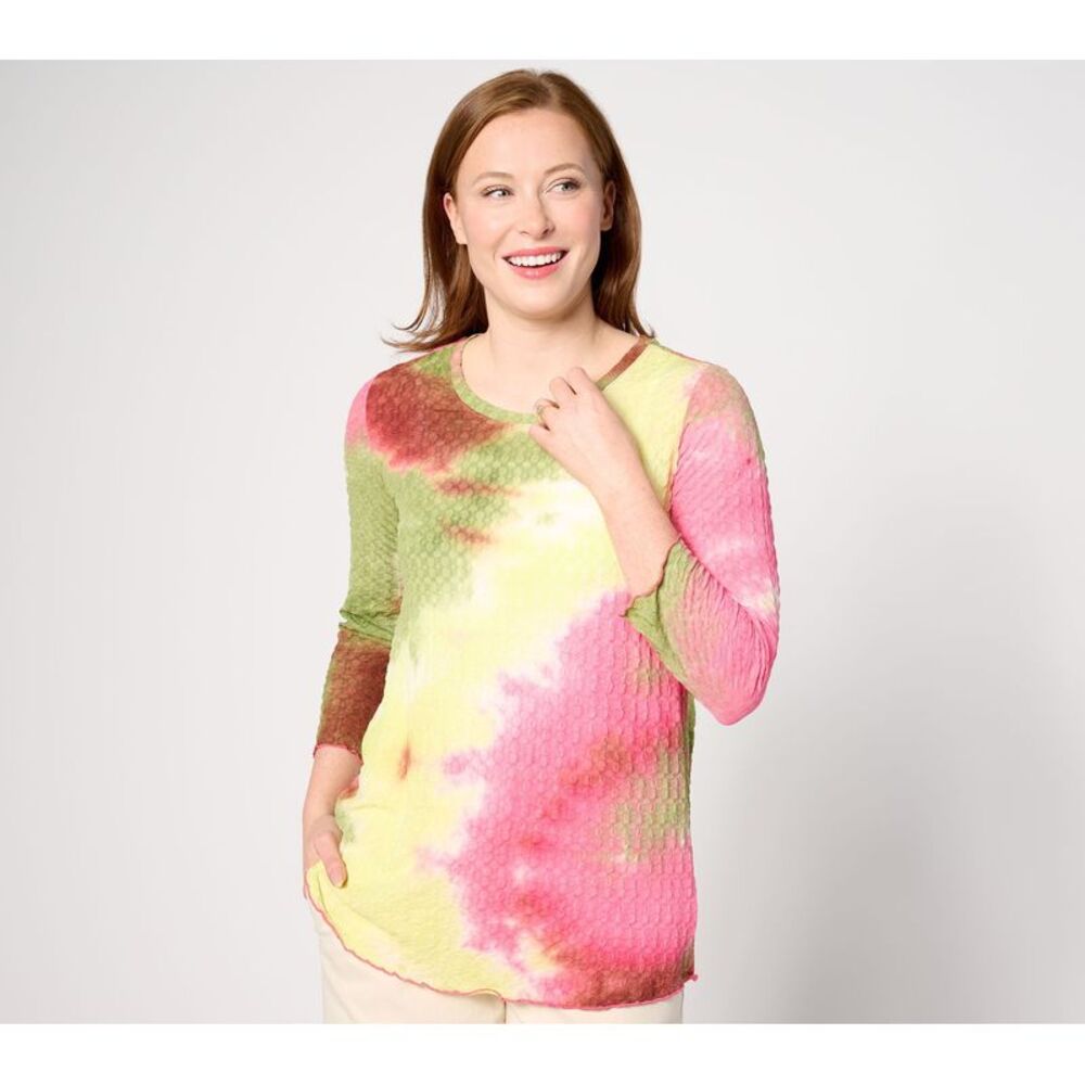 French Knot Women's Top Sz S Printed Scoop Neck Pink A638926